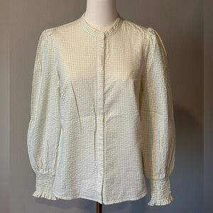 Boden Cotton Feminine Soft Green Check Blouse-Ultra Comfortable and Light-6( S )